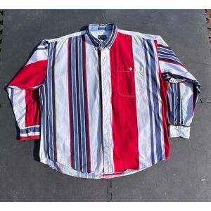 VTG Chaps Ralph Lauren XL Button Up Striped‎ American Classics Shirt Mens Y2k